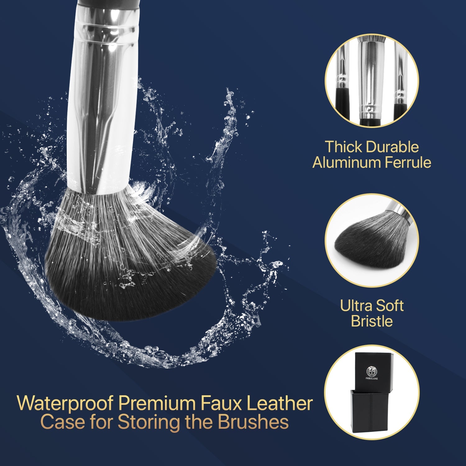 FABULUXE Makeup Brushes Set 12Pcs Professional Makeup Brushes Premium Synthetic Blending Face Powder Blush Concealers Eye Shadows Make Up Brushes Kit With Case (12, Silver) - Fabuluxe Group Australia Pty Ltd