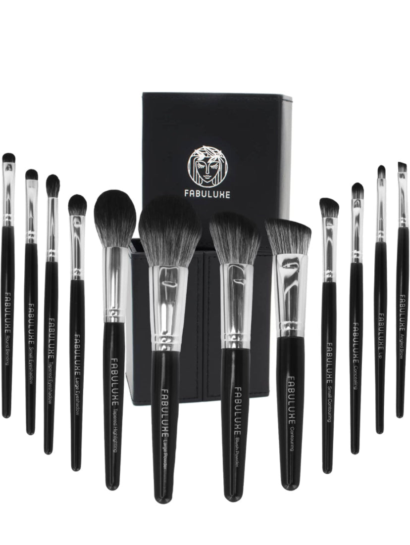 FABULUXE Makeup Brushes Set 12Pcs Professional Makeup Brushes Premium Synthetic Blending Face Powder Blush Concealers Eye Shadows Make Up Brushes Kit With Case (12, Silver) - Fabuluxe Group Australia Pty Ltd