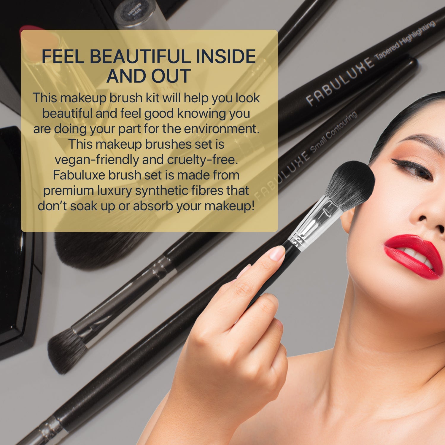 FABULUXE Makeup Brushes Set 12Pcs Professional Makeup Brushes Premium Synthetic Blending Face Powder Blush Concealers Eye Shadows Make Up Brushes Kit With Case (12, Silver) - Fabuluxe Group Australia Pty Ltd